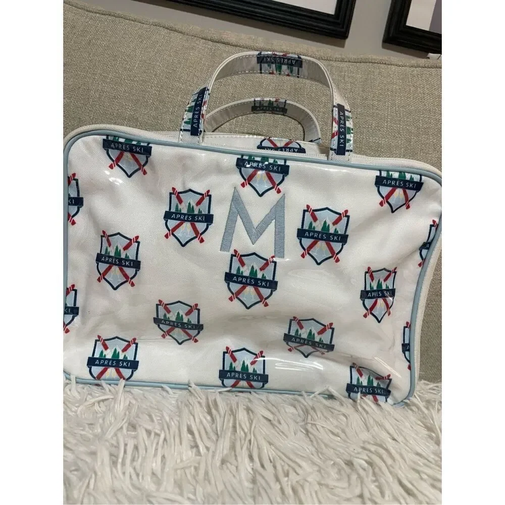 New Mark and Graham Clear Coated Travel Pouch Apres Ski Crest